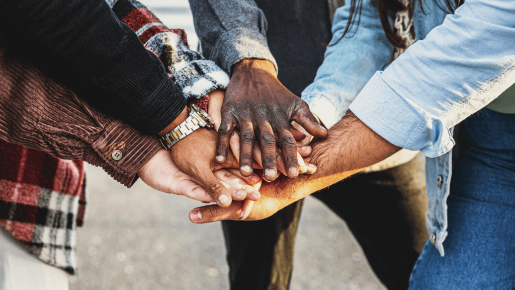 hands of diverse people