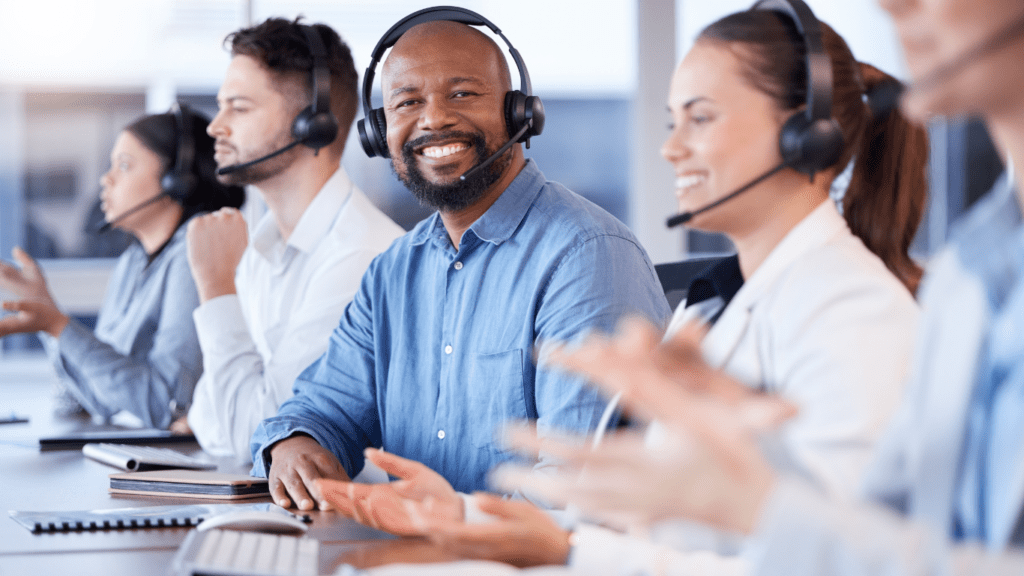 portrait of black man in telecom