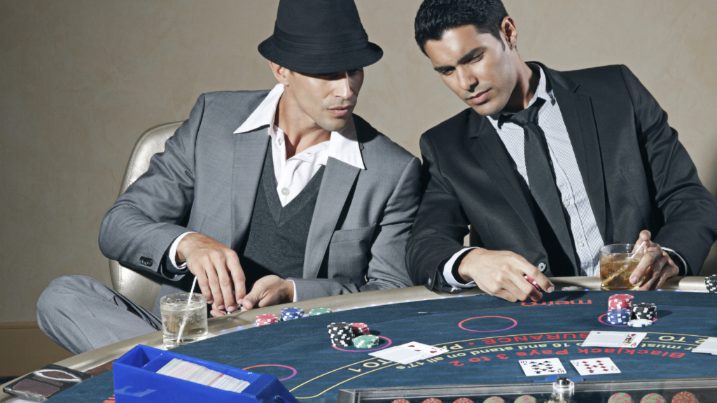 a person playing poker at the casino