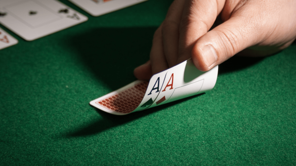 a person holding a casino card