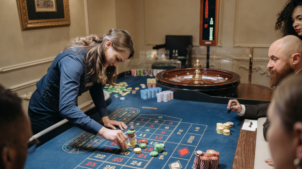 a person playing roulette at the casino