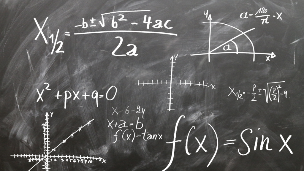 math formulas on a blackboard